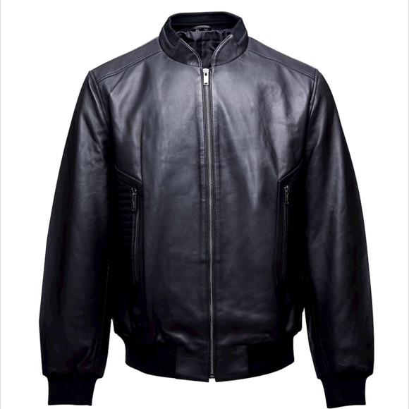 Bolvaint Other - Bomber Jacket Black Leather Biker Jackets Mens S Small Womens M Medium